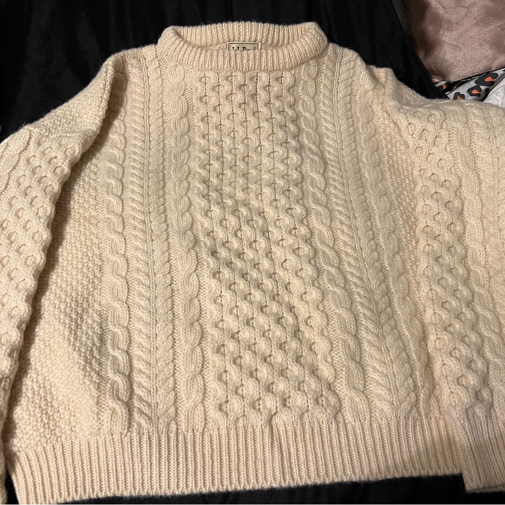 LL Bean 100% Wool Vintage Irish Fisherman Crewneck Sweater XL